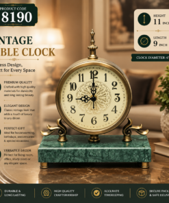 Mega Shop Gold Mantel Clock with Emerald Green Faux