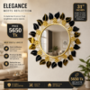 Luxury Golden Blossom and Black Leaf Metal Wall Mirror Black Leaf Metal Wall Mirror