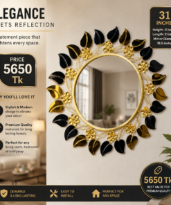 Mega Shop Black Leaf Metal Wall Mirror