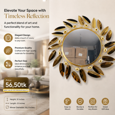 Olive Branch Metal Round Wall Mirror