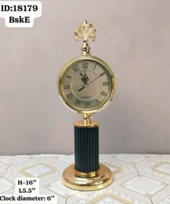Style Gold and Black Pillar Table Clock