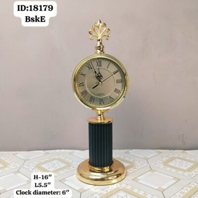 Style Gold and Black Pillar Table Clock