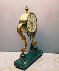 Marble Desk Clock with Sculpted Floral Accents Marble Desk Clock with Sculpted Floral Accents