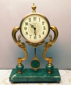 Marble Desk Clock with Sculpted Floral Accents Marble Desk Clock with Sculpted Floral Accents