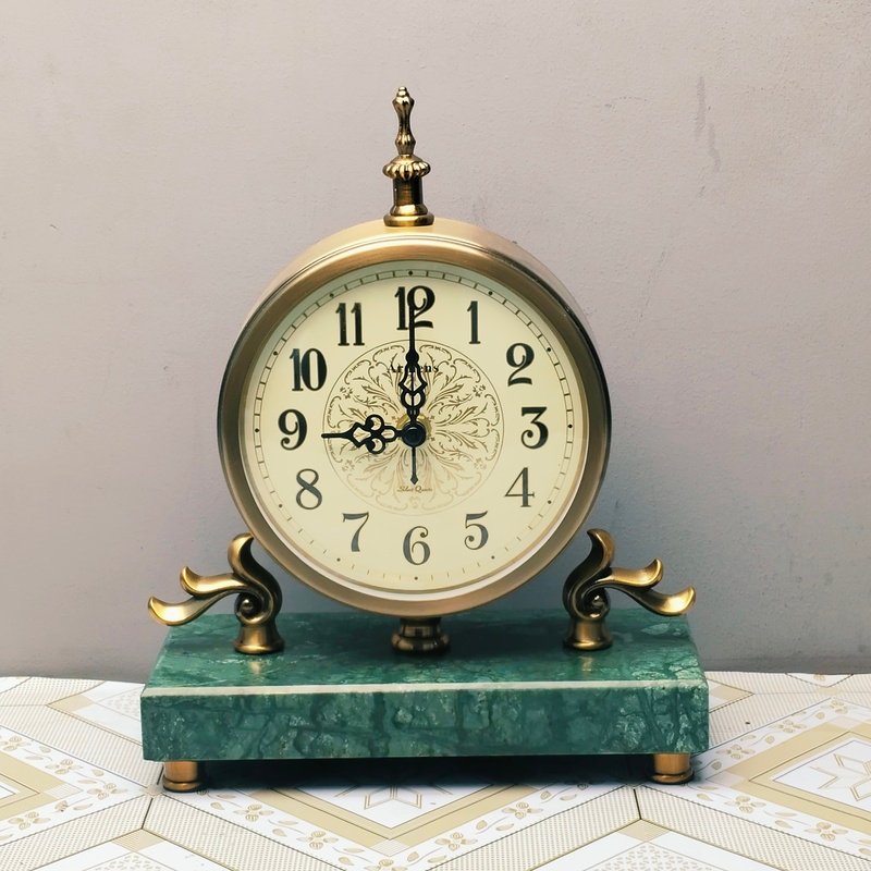 img 20260628 171731 Gold Mantel Clock with Emerald Green Faux