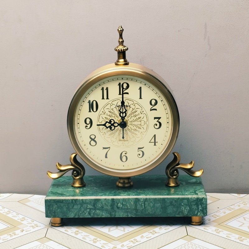 img 20260628 171733 Gold Mantel Clock with Emerald Green Faux