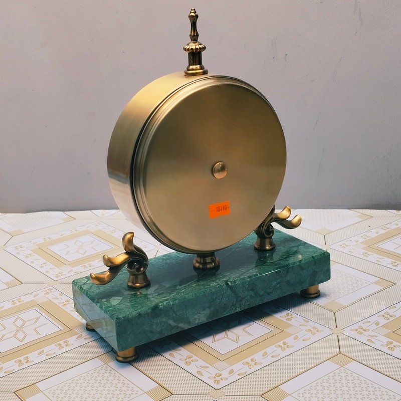 Gold Mantel Clock with Emerald Green Faux Gold Mantel Clock with Emerald Green Faux