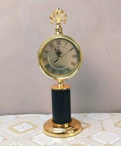 Style Gold and Black Pillar Table Clock