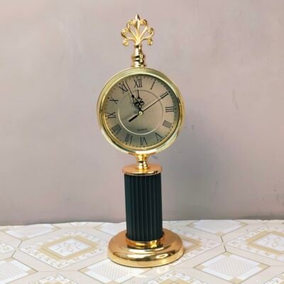 Style Gold and Black Pillar Table Clock
