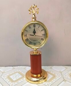 Style Gold and Black Pillar Table Clock