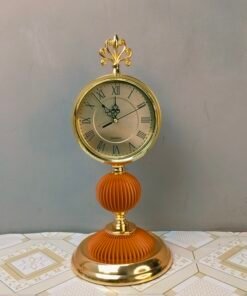 Premium Vintage Style Gold and Orange Table Clock