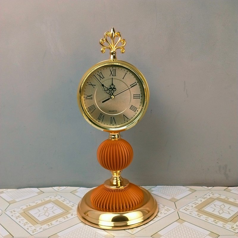 Premium Vintage Style Gold and Orange Table Clock Premium Vintage Style Gold and Orange Table Clock