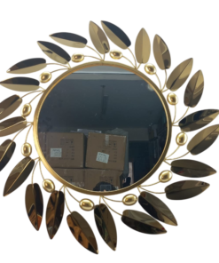 Olive Branch Metal Round Wall Mirror