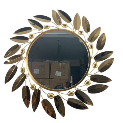 Olive Branch Metal Round Wall Mirror