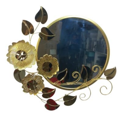 Luxury Metal Flower Art Round Wall Mirror Wall Mirror