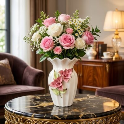 Premium Handcrafted White Ceramic Flower Vase