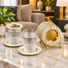 Luxury White and Gold Ornate Leaf Motif Mini Serving Plate Set with Display Stand White and Gold Ornate Leaf Motif Mini Serving Plate Set