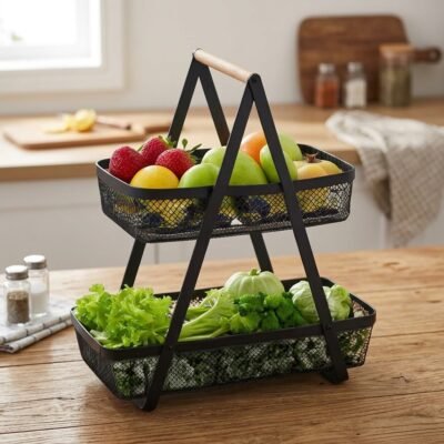 2Tier Countertop Metal Fruit and Vegetable Basket