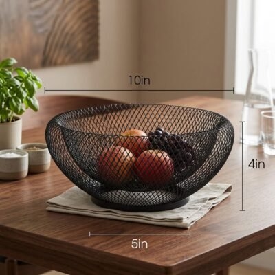 10inch Fruit Basket Bowl Stand for Kitchen Restaurant Large Black