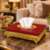 Premium Wooden Tissue Box with Ornate Gold Base & Leg Premium Wooden Tissue Box with Ornate Gold Base & Legs