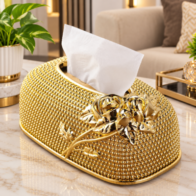 Floral Embossed Tissue Box Cover