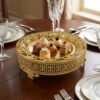 Luxury Golden Round Centerpiece Serving Platter and Fruit Tray
