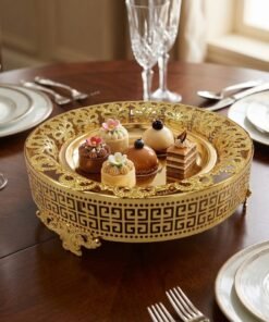Luxury Golden Round Centerpiece Serving Platter and Fruit Tray