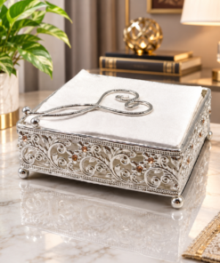 Mega Shop Silver Embossed Metal Flat Napkin Holder