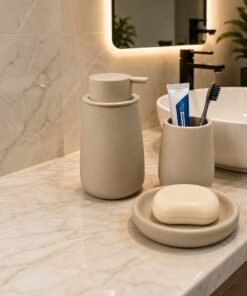 Minimalist Nordic Matte Ceramic 3Piece Bathroom Accessories Set Minimalist Nordic Matte Ceramic 3Piece Bathroom Accessories Set