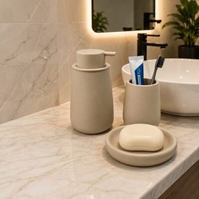 Minimalist Nordic Matte Ceramic 3Piece Bathroom Accessories Set