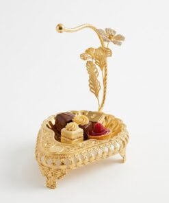 Royal Gold Metal Candy and Dry Fruit Bowl with Rhinestone Floral Stem