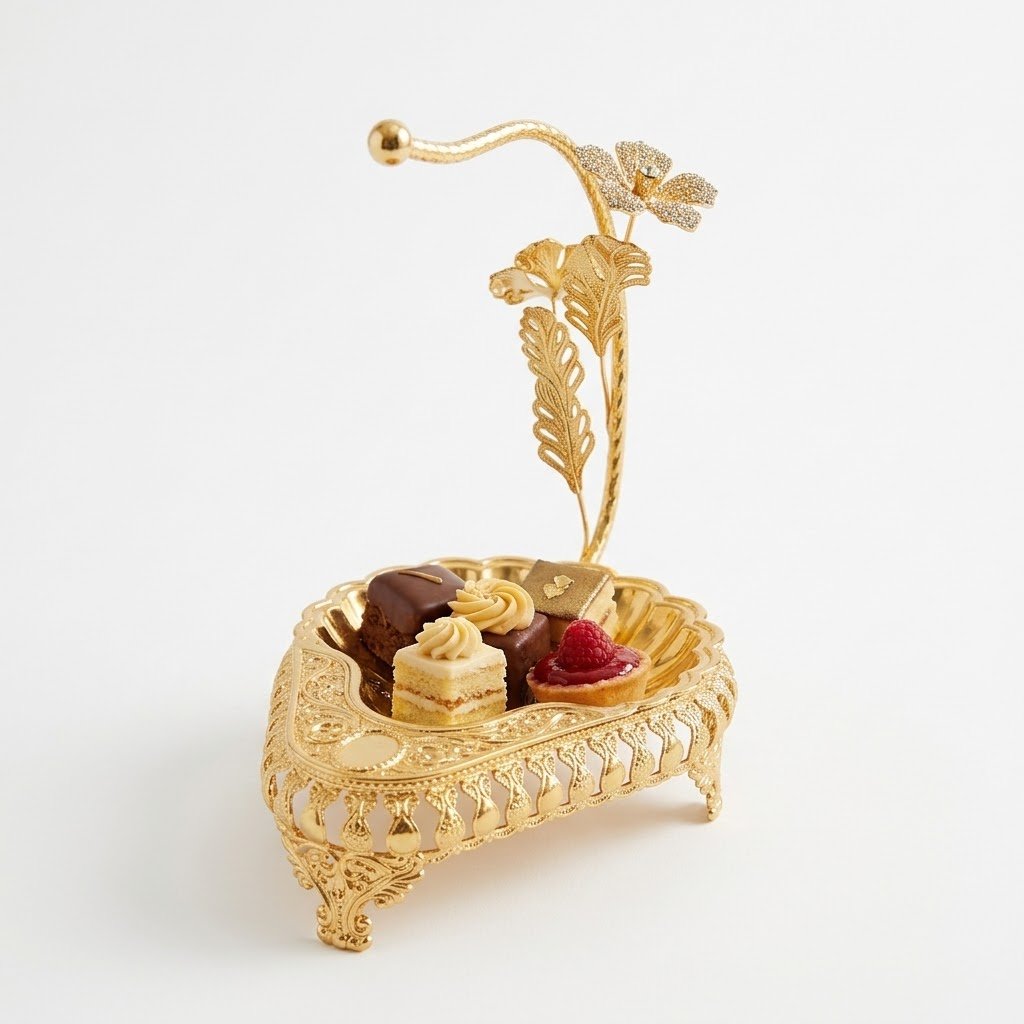 Royal Gold Metal Candy and Dry Fruit Bowl with Rhinestone Floral Stem Royal Gold Metal Candy and Dry Fruit Bowl with Rhinestone Floral Stem