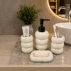 Ceramic Bubble Cloud 4Piece Bathroom Accessories Set with Soap Dispenser