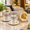 White and Gold Scroll Pattern Mini Serving Plate Set