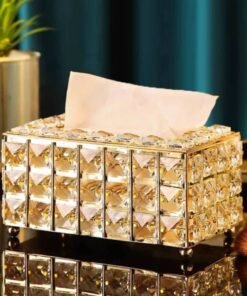 Luxury Sparkle Crystal Tissue Box Cover with Gold Metal Frame Luxury Sparkle Crystal Tissue Box Cover with Gold Metal Frame