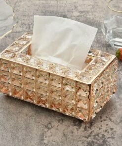 Luxury Sparkle Crystal Tissue Box Cover with Gold Metal Frame Luxury Sparkle Crystal Tissue Box Cover with Gold Metal Frame