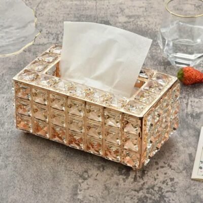Luxury Sparkle Crystal Tissue Box Cover with Gold Metal Frame Luxury Sparkle Crystal Tissue Box Cover with Gold Metal Frame