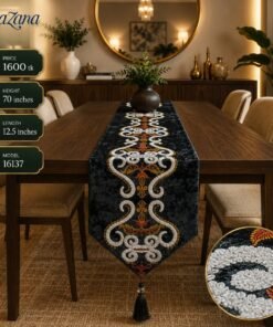 Royal Velvet Embroidered Damask Table Runner