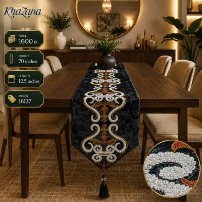 Royal Velvet Embroidered Damask Table Runner