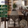Luxury Botanical Leaf Jacquard Table Runner Charcoal Black and Antique Bronze