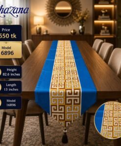 Mega Shop Greek Key Geometric Border Jacquard Table Runner Royal Blue and Gold
