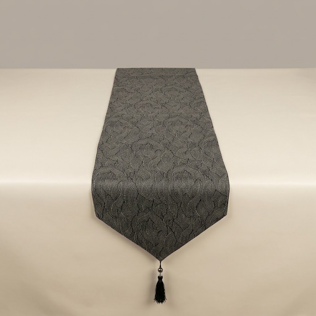 Modern Textured Feather Jacquard Table Runner Modern Textured Feather Jacquard Table Runner
