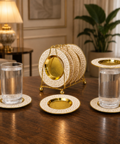 White & Gold Patterned Mini Serving Plate Set