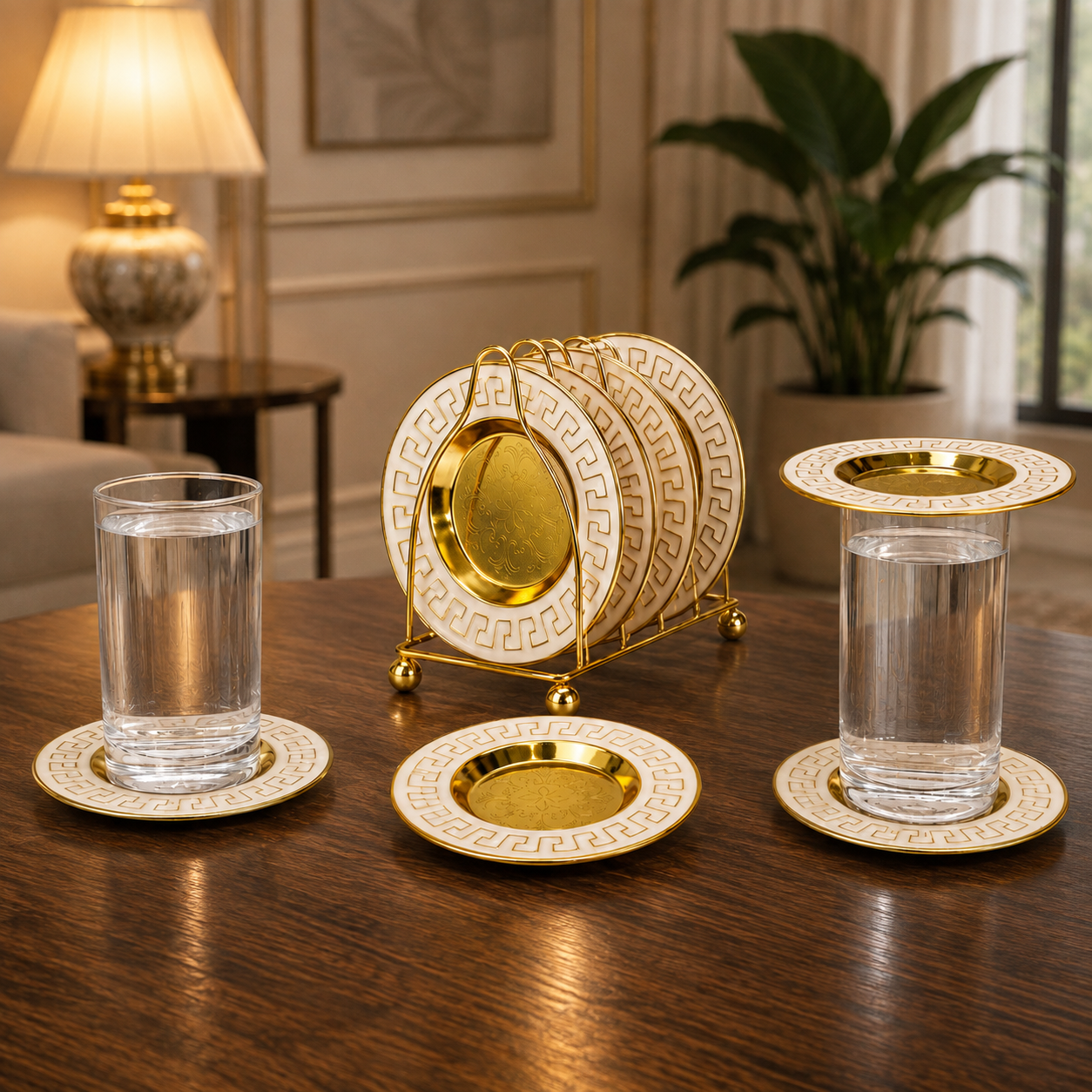 White & Gold Patterned Mini Serving Plate Set White & Gold Patterned Mini Serving Plate Set