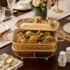 Luxury Golden Rectangular Chafing Dish and Buffet Food Warmer Luxury Golden Rectangular Chafing Dish and Buffet Food Warmer