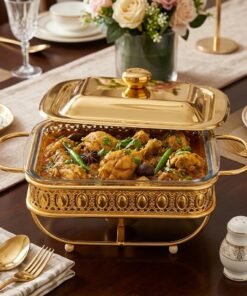 Luxury Golden Rectangular Chafing Dish and Buffet Food Warmer