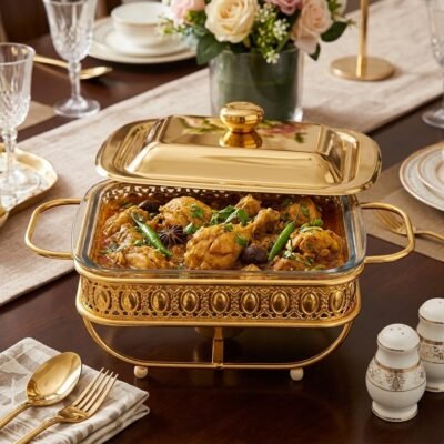Luxury Golden Rectangular Chafing Dish and Buffet Food Warmer