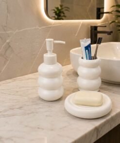 Ceramic Bubble Cloud 3Piece Bathroom Accessories Set with Soap Dispenser