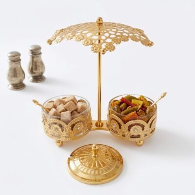 Luxury Umbrella Canopy Twin Sugar Pot andCondiment Server Set