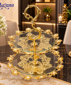 2 Tier Golden Glass Cake and Dessert Stand